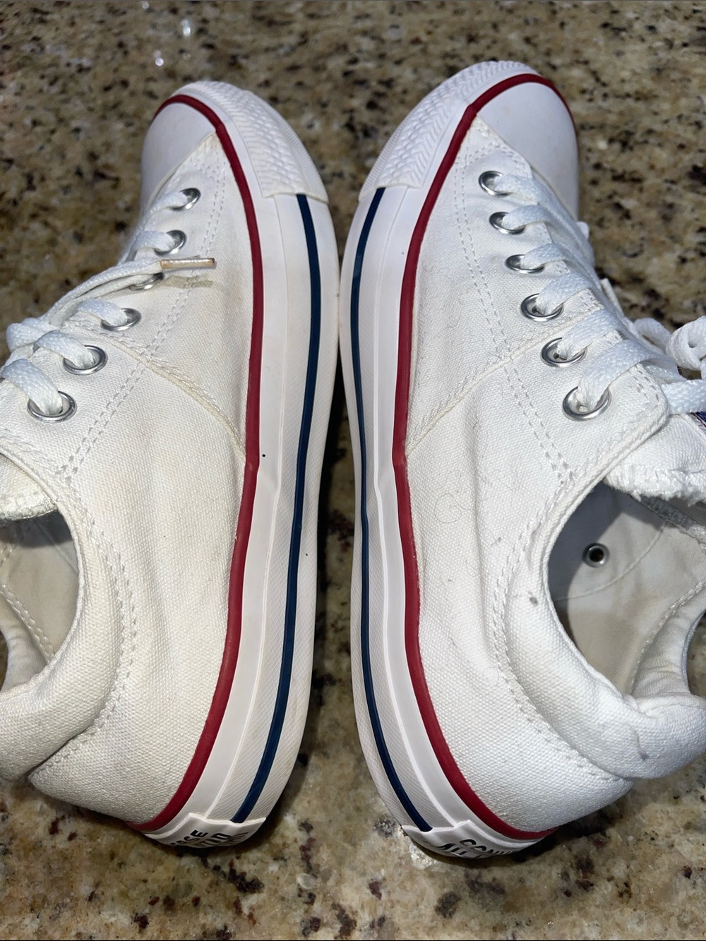 Converse White Canvas Low-Top Sneakers with Red Trim - Picture 5 of 10